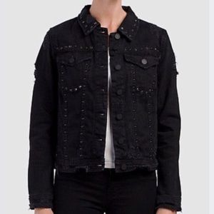 Blank NYC Black Distressed Studded Jean Jacket